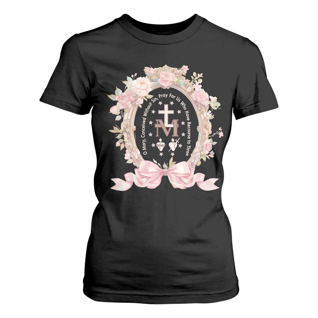 Ave Maria T Shirt For Women Miraculous Medal Blessed Mother Mary Hail TS09 Black Print Your Wear