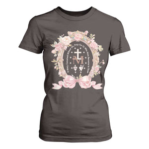 Ave Maria T Shirt For Women Miraculous Medal Blessed Mother Mary Hail TS09 Dark Chocolate Print Your Wear