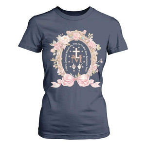 Ave Maria T Shirt For Women Miraculous Medal Blessed Mother Mary Hail TS09 Navy Print Your Wear