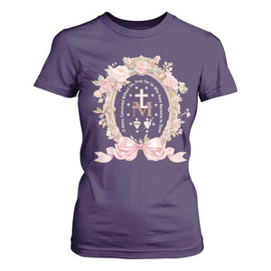 Ave Maria T Shirt For Women Miraculous Medal Blessed Mother Mary Hail TS09 Purple Print Your Wear