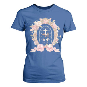 Ave Maria T Shirt For Women Miraculous Medal Blessed Mother Mary Hail TS09 Royal Blue Print Your Wear