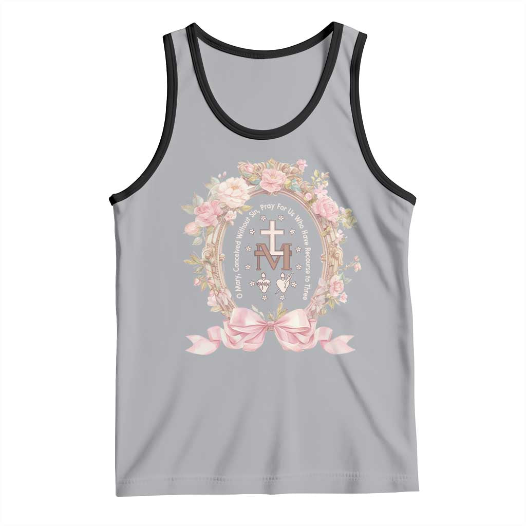 Ave Maria Tank Top Miraculous Medal Blessed Mother Mary Hail TS09 Athletic Heather Black Print Your Wear