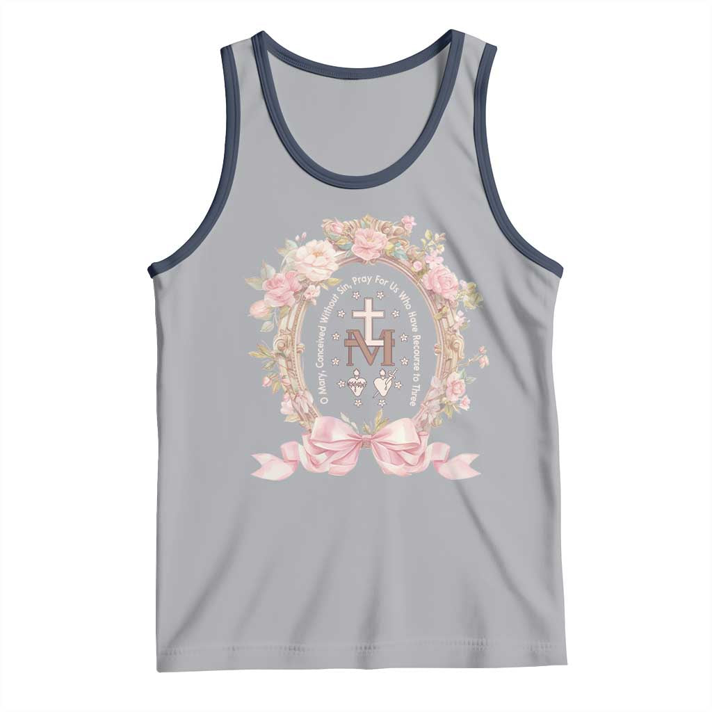 Ave Maria Tank Top Miraculous Medal Blessed Mother Mary Hail TS09 Athletic Heather Navy Print Your Wear