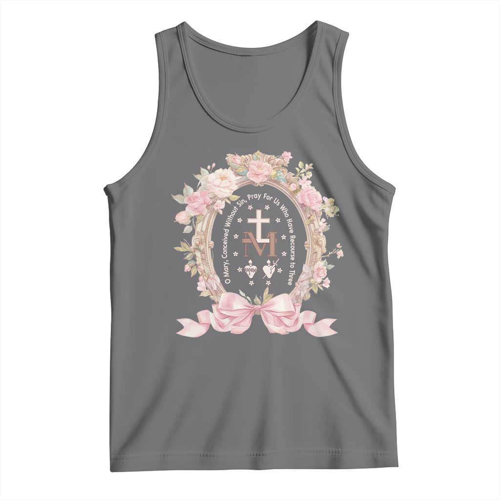 Ave Maria Tank Top Miraculous Medal Blessed Mother Mary Hail TS09 Black Heather Print Your Wear