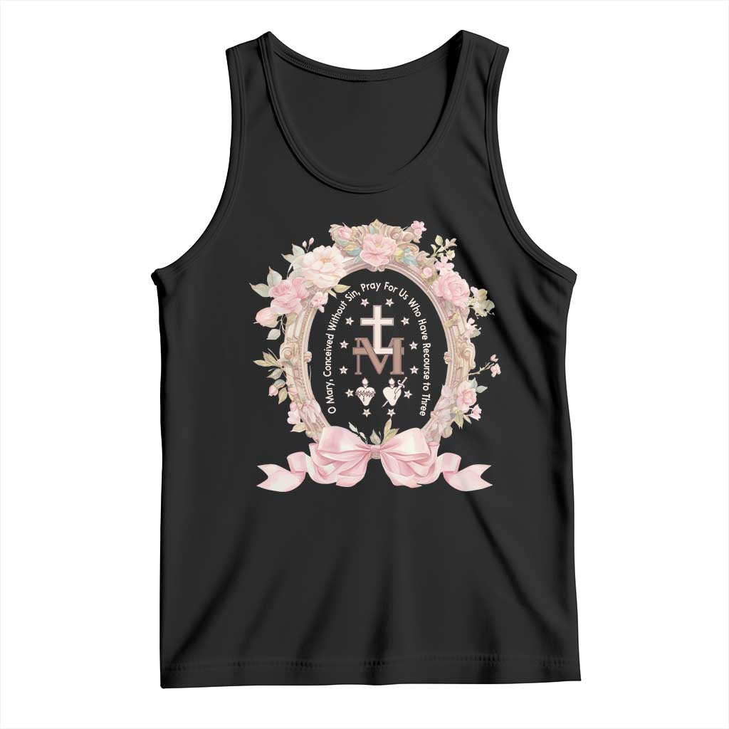 Ave Maria Tank Top Miraculous Medal Blessed Mother Mary Hail TS09 Black Print Your Wear