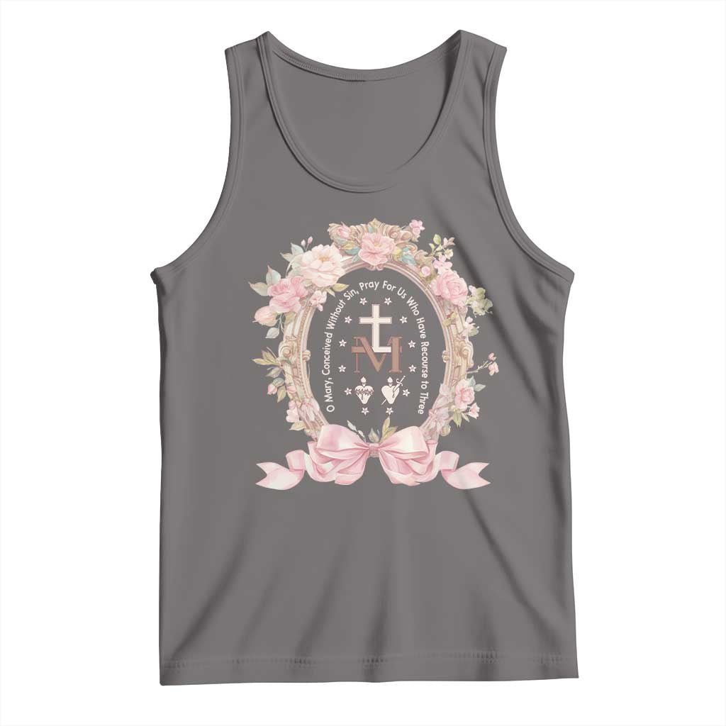Ave Maria Tank Top Miraculous Medal Blessed Mother Mary Hail TS09 Deep Heather Print Your Wear