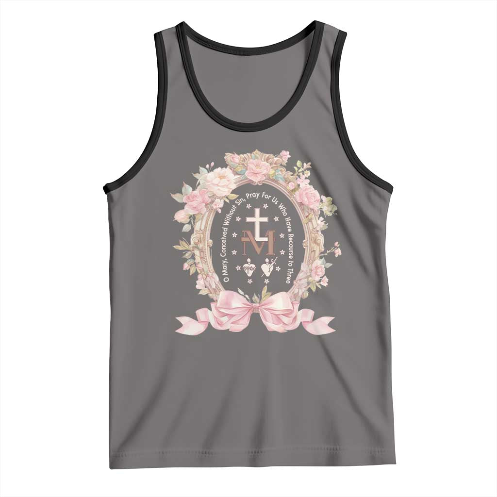 Ave Maria Tank Top Miraculous Medal Blessed Mother Mary Hail TS09 Deep Heather Black Print Your Wear