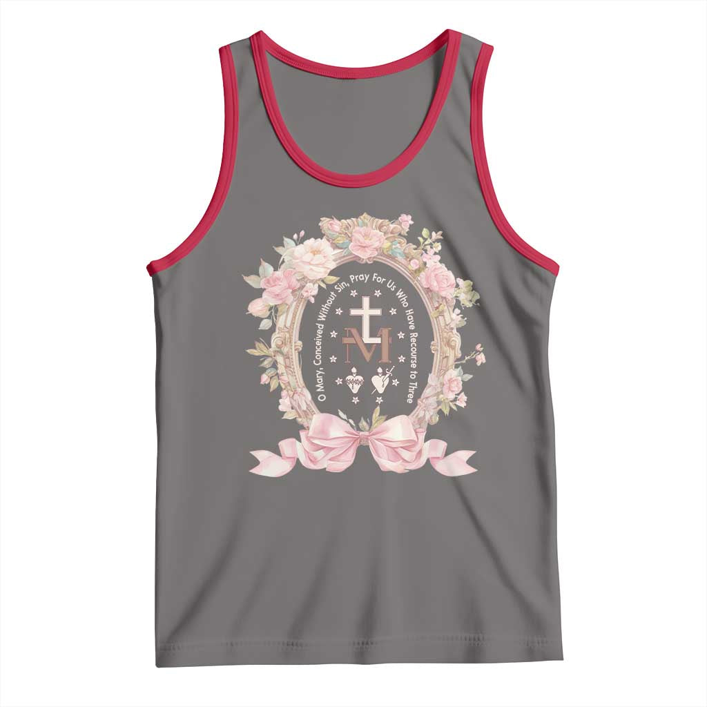 Ave Maria Tank Top Miraculous Medal Blessed Mother Mary Hail TS09 Deep Heather Red Print Your Wear