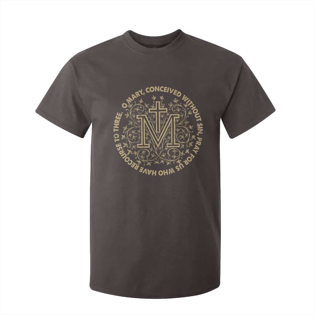 Marian Catholic Ave Maria T Shirt For Kid Miraculous Medal Blessed Mother Mary Hail TS09 Dark Chocolate Print Your Wear