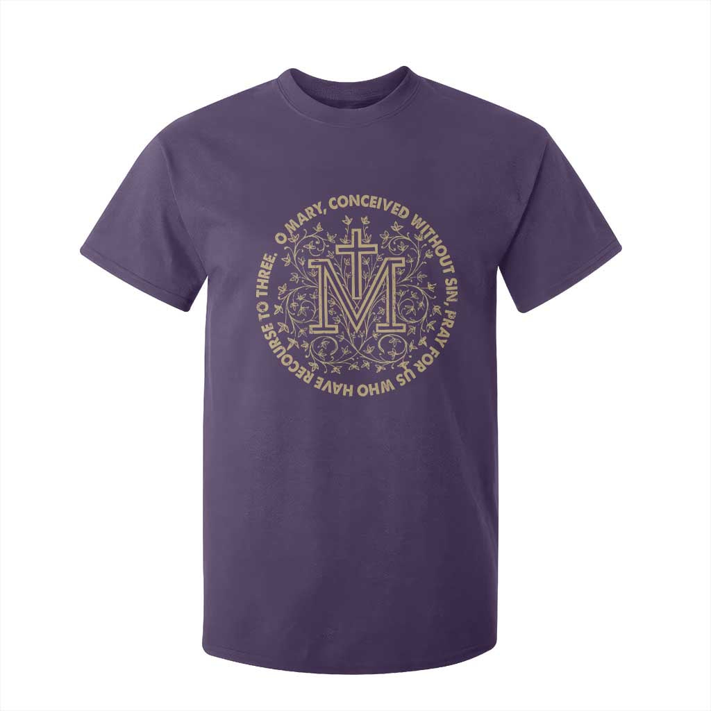 Marian Catholic Ave Maria T Shirt For Kid Miraculous Medal Blessed Mother Mary Hail TS09 Purple Print Your Wear