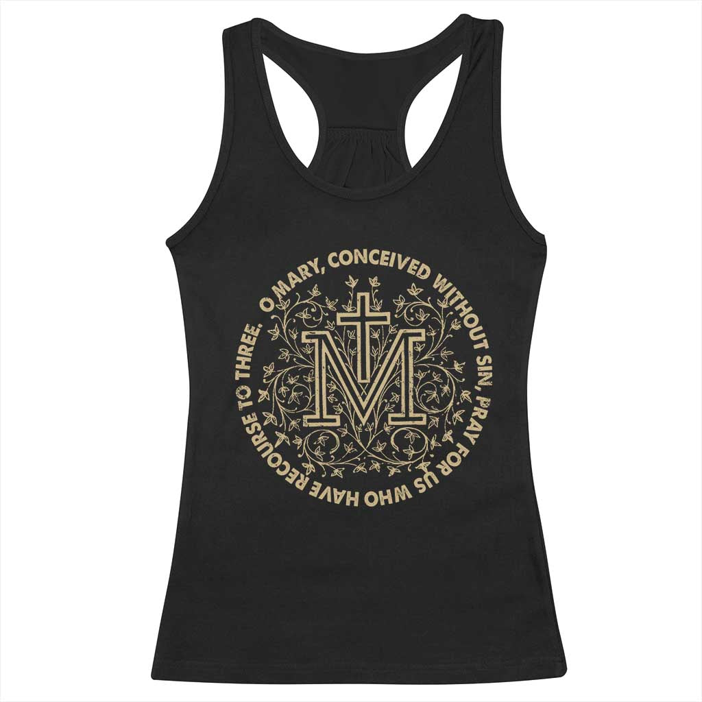 Marian Catholic Ave Maria Racerback Tank Top Miraculous Medal Blessed Mother Mary Hail TS09 Black Print Your Wear