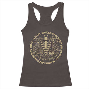 Marian Catholic Ave Maria Racerback Tank Top Miraculous Medal Blessed Mother Mary Hail TS09 Dark Chocolate Print Your Wear