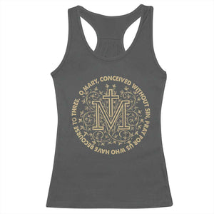 Marian Catholic Ave Maria Racerback Tank Top Miraculous Medal Blessed Mother Mary Hail TS09 Dark Heather Print Your Wear
