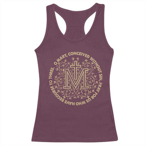 Marian Catholic Ave Maria Racerback Tank Top Miraculous Medal Blessed Mother Mary Hail TS09 Maroon Print Your Wear