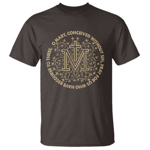 Marian Catholic Ave Maria T Shirt Miraculous Medal Blessed Mother Mary Hail TS09 Dark Chocolate Print Your Wear