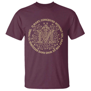 Marian Catholic Ave Maria T Shirt Miraculous Medal Blessed Mother Mary Hail TS09 Maroon Print Your Wear