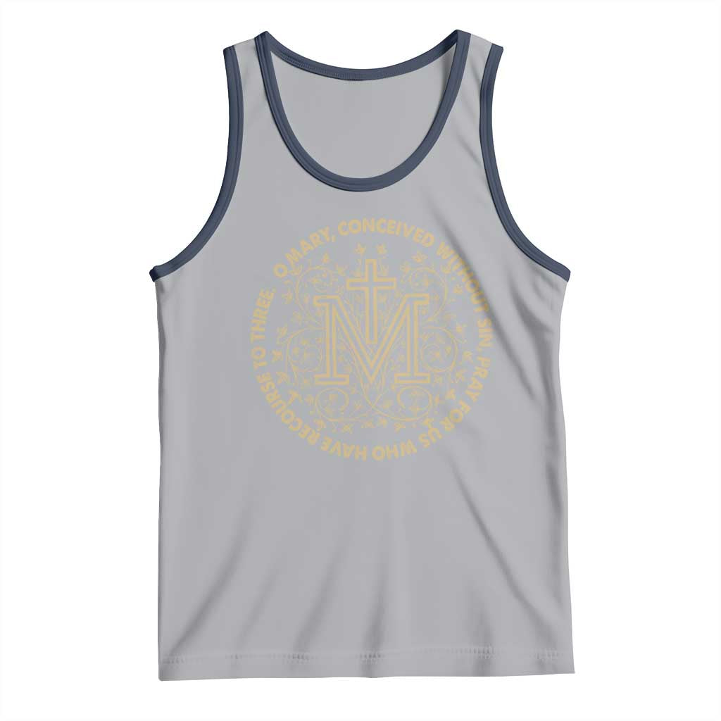 Marian Catholic Ave Maria Tank Top Miraculous Medal Blessed Mother Mary Hail TS09 Athletic Heather Navy Print Your Wear