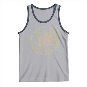 Marian Catholic Ave Maria Tank Top Miraculous Medal Blessed Mother Mary Hail TS09 Athletic Heather Navy Print Your Wear