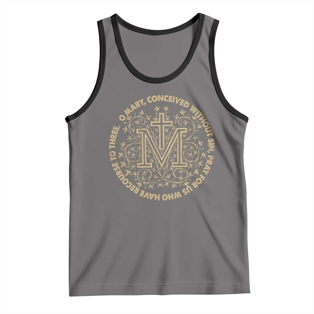 Marian Catholic Ave Maria Tank Top Miraculous Medal Blessed Mother Mary Hail TS09 Deep Heather Black Print Your Wear