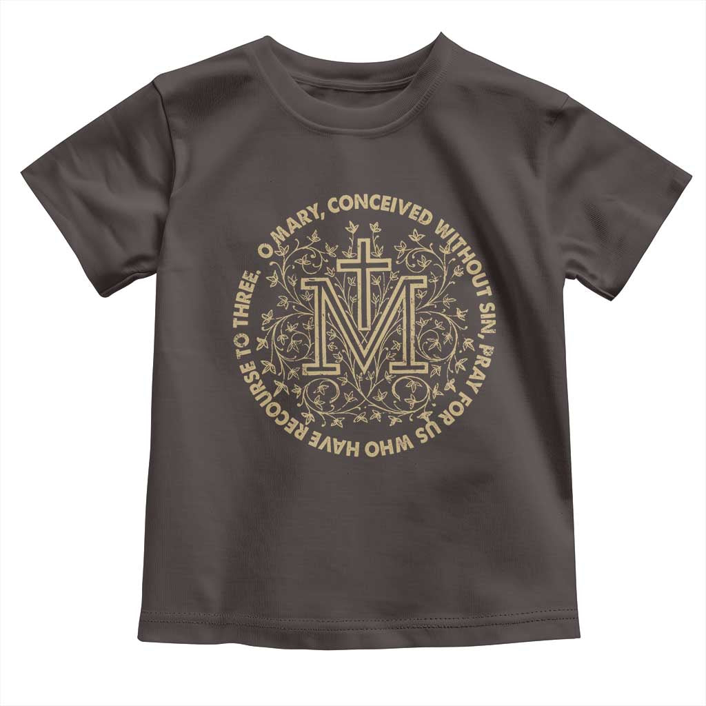 Marian Catholic Ave Maria Toddler T Shirt Miraculous Medal Blessed Mother Mary Hail TS09 Dark Chocolate Print Your Wear