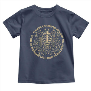 Marian Catholic Ave Maria Toddler T Shirt Miraculous Medal Blessed Mother Mary Hail TS09 Navy Print Your Wear