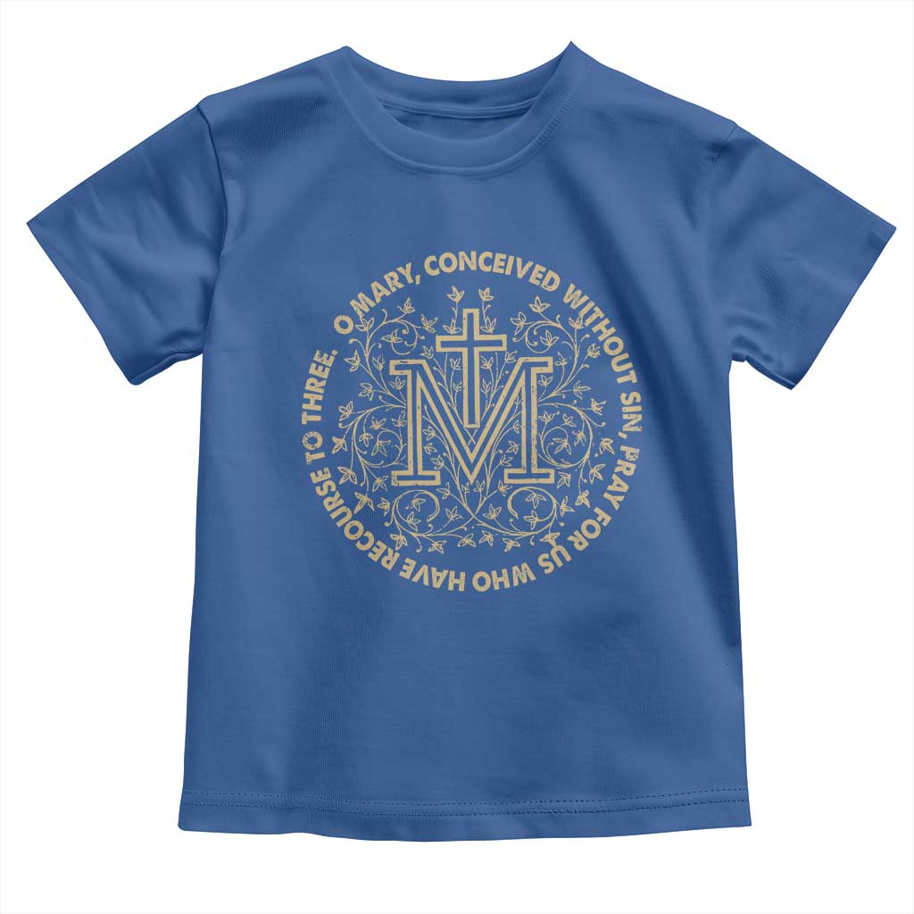 Marian Catholic Ave Maria Toddler T Shirt Miraculous Medal Blessed Mother Mary Hail TS09 Royal Blue Print Your Wear