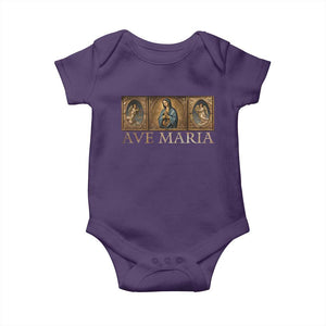 Marian Catholic Ave Maria Baby Onesie Vintage Aesthetic Blessed Mother Mary Hail TS09 Purple Print Your Wear