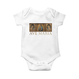 Marian Catholic Ave Maria Baby Onesie Vintage Aesthetic Blessed Mother Mary Hail TS09 White Print Your Wear