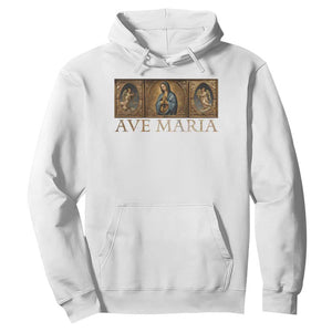 Marian Catholic Ave Maria Hoodie Vintage Aesthetic Blessed Mother Mary Hail TS09 White Print Your Wear