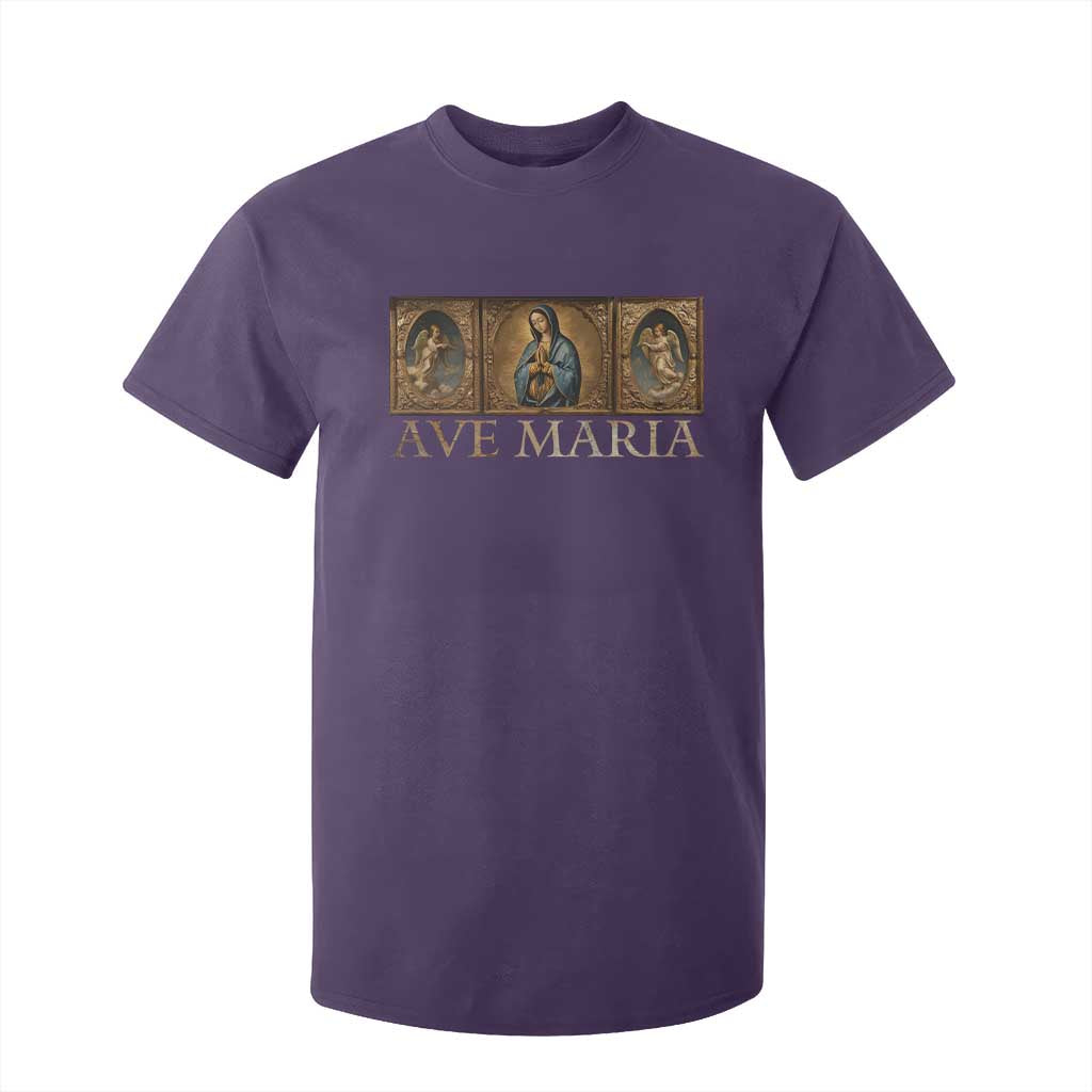Marian Catholic Ave Maria T Shirt For Kid Vintage Aesthetic Blessed Mother Mary Hail TS09 Purple Print Your Wear