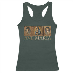 Marian Catholic Ave Maria Racerback Tank Top Vintage Aesthetic Blessed Mother Mary Hail TS09 Dark Forest Green Print Your Wear