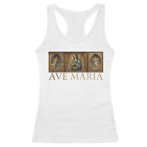 Marian Catholic Ave Maria Racerback Tank Top Vintage Aesthetic Blessed Mother Mary Hail TS09 White Print Your Wear