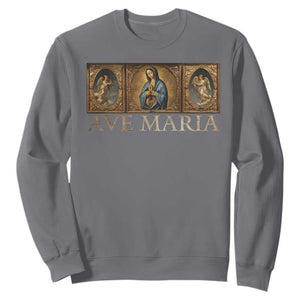 Marian Catholic Ave Maria Sweatshirt Vintage Aesthetic Blessed Mother Mary Hail TS09 Charcoal Print Your Wear