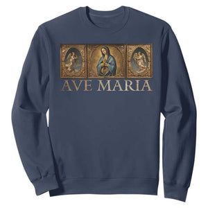 Marian Catholic Ave Maria Sweatshirt Vintage Aesthetic Blessed Mother Mary Hail TS09 Navy Print Your Wear