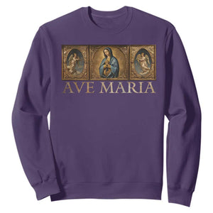 Marian Catholic Ave Maria Sweatshirt Vintage Aesthetic Blessed Mother Mary Hail TS09 Purple Print Your Wear