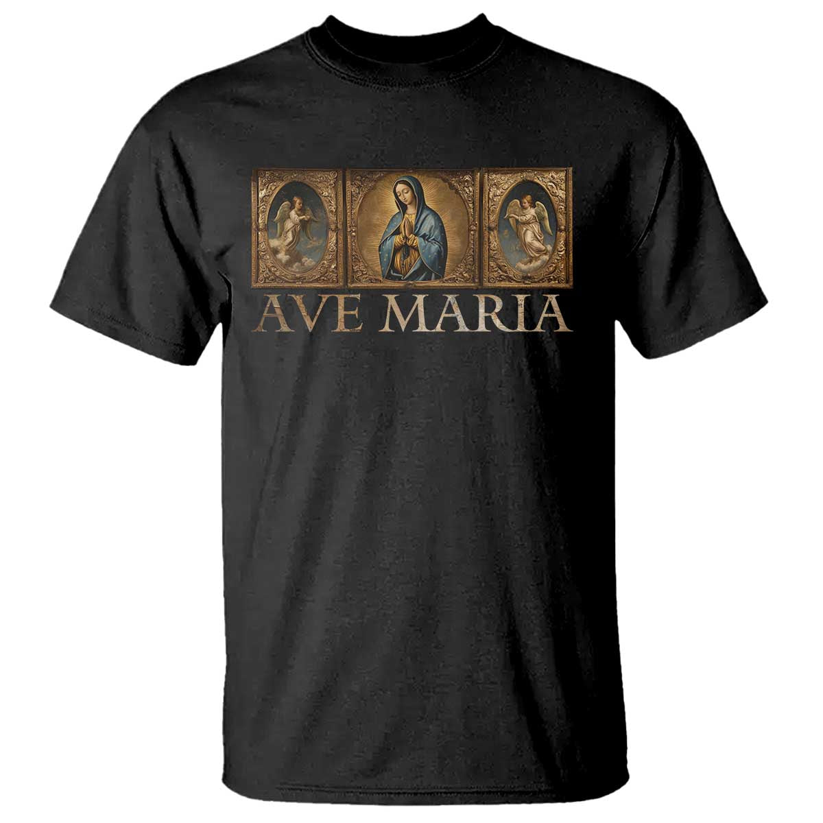 Marian Catholic Ave Maria T Shirt Vintage Aesthetic Blessed Mother Mary Hail TS09 Black Print Your Wear