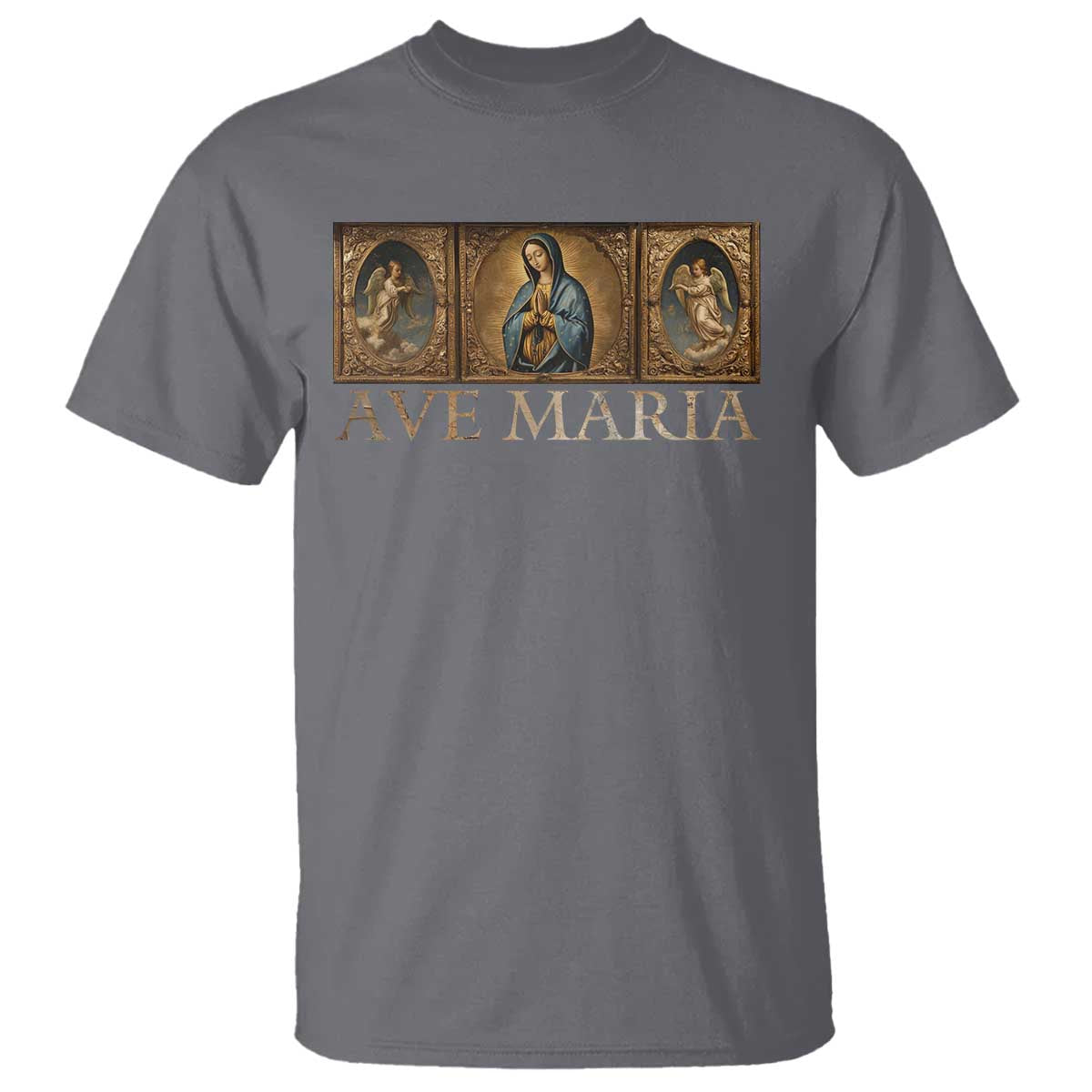 Marian Catholic Ave Maria T Shirt Vintage Aesthetic Blessed Mother Mary Hail TS09 Charcoal Print Your Wear
