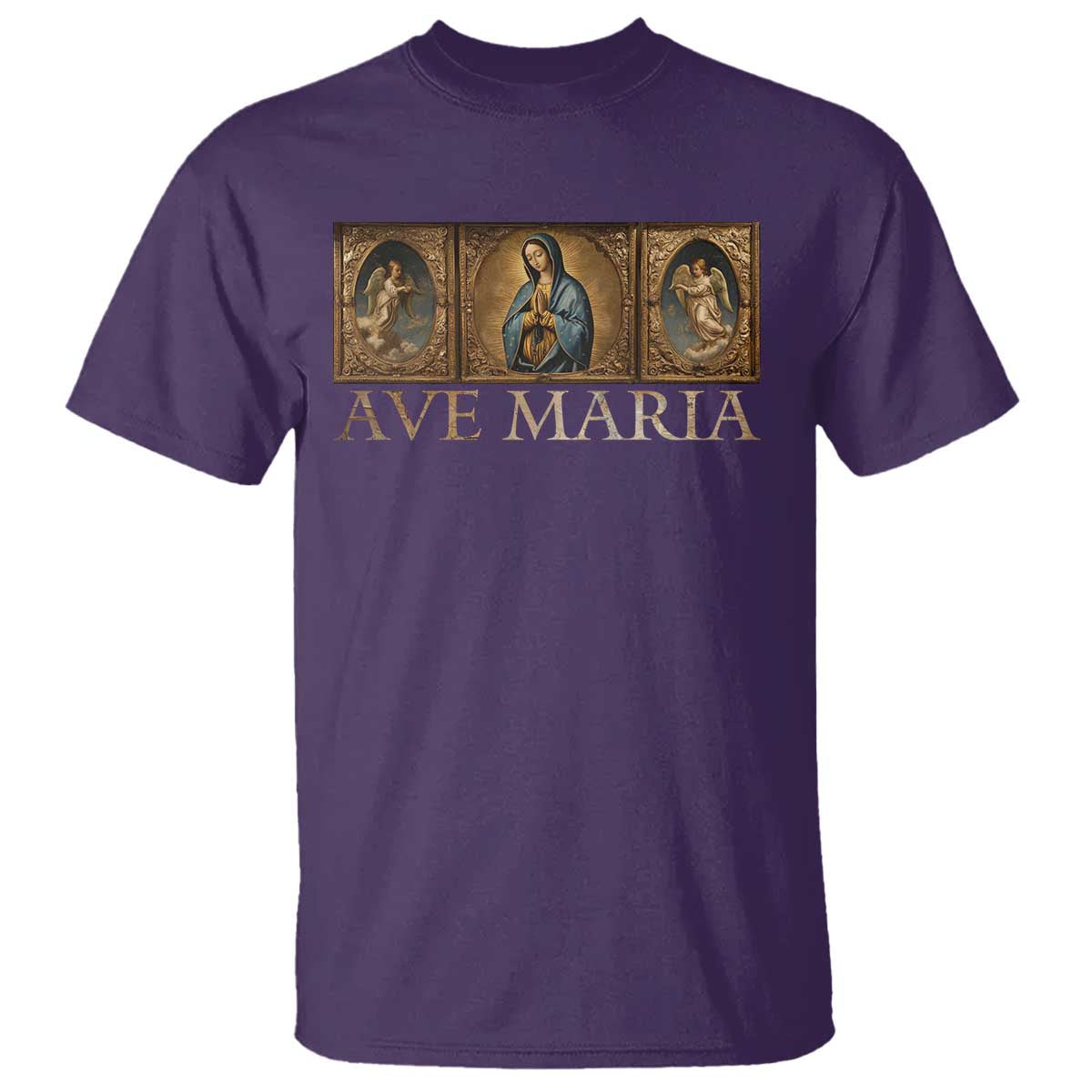 Marian Catholic Ave Maria T Shirt Vintage Aesthetic Blessed Mother Mary Hail TS09 Purple Print Your Wear