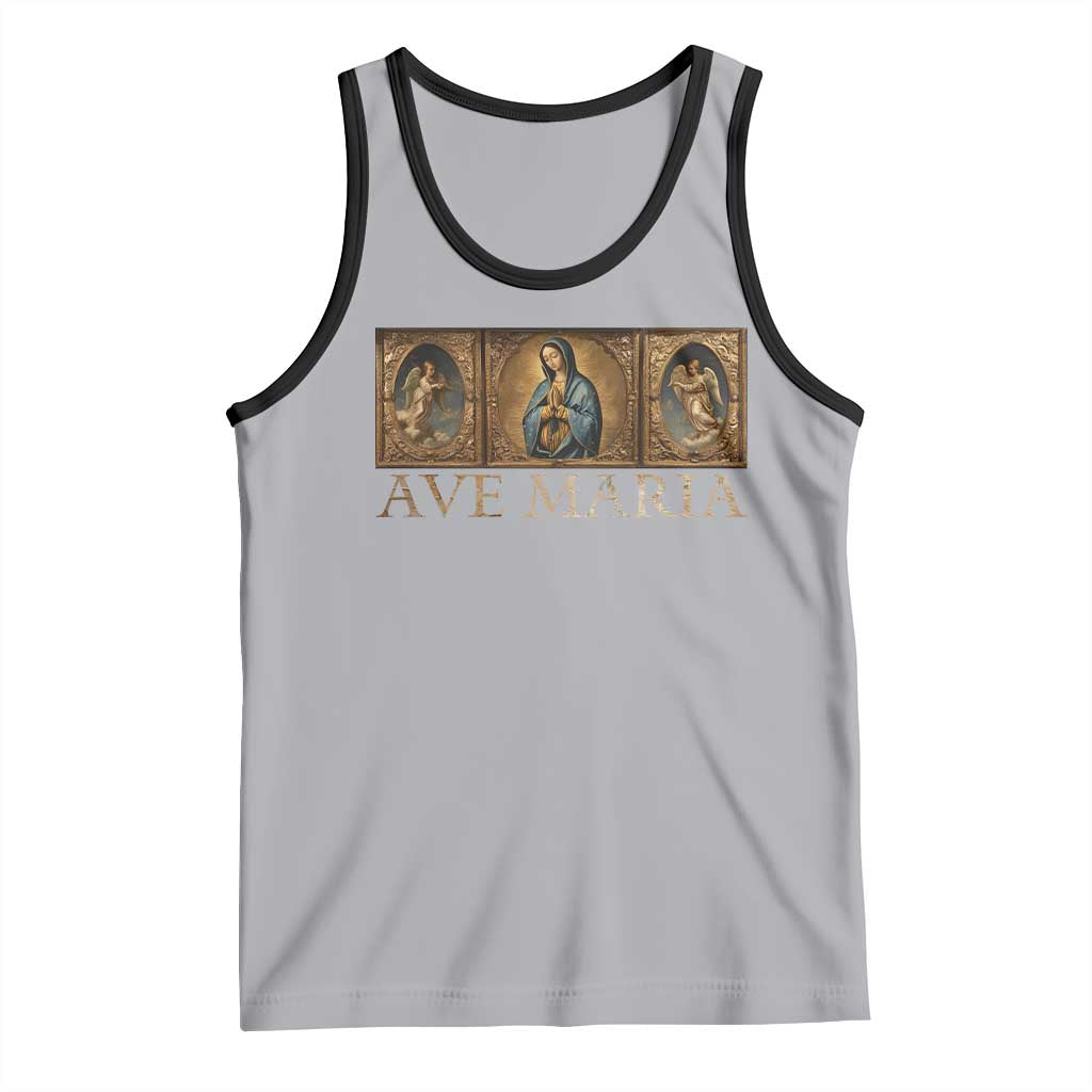 Marian Catholic Ave Maria Tank Top Vintage Aesthetic Blessed Mother Mary Hail TS09 Athletic Heather Black Print Your Wear