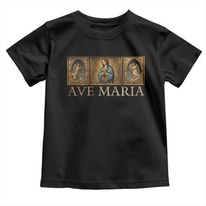 Marian Catholic Ave Maria Toddler T Shirt Vintage Aesthetic Blessed Mother Mary Hail TS09 Black Print Your Wear