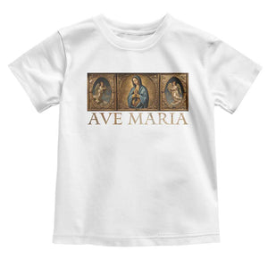 Marian Catholic Ave Maria Toddler T Shirt Vintage Aesthetic Blessed Mother Mary Hail TS09 White Print Your Wear