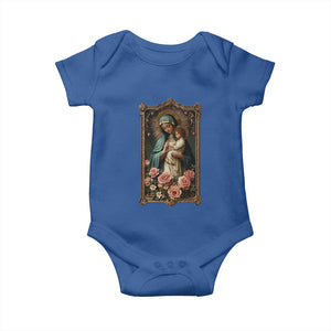 Marian Catholic Ave Maria Baby Onesie Blessed Mother Mary Hail Vintage Aesthetic TS09 Royal Blue Print Your Wear