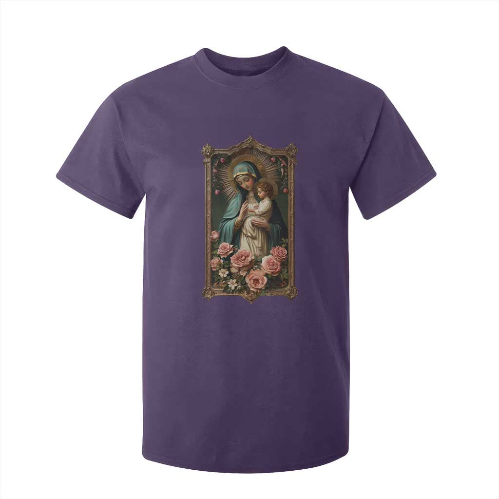 Marian Catholic Ave Maria T Shirt For Kid Blessed Mother Mary Hail Vintage Aesthetic TS09 Purple Print Your Wear