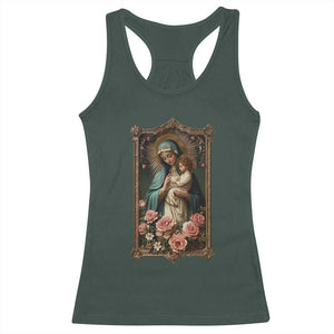 Marian Catholic Ave Maria Racerback Tank Top Blessed Mother Mary Hail Vintage Aesthetic TS09 Dark Forest Green Print Your Wear