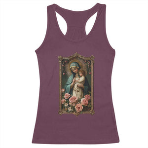 Marian Catholic Ave Maria Racerback Tank Top Blessed Mother Mary Hail Vintage Aesthetic TS09 Maroon Print Your Wear