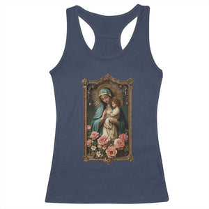 Marian Catholic Ave Maria Racerback Tank Top Blessed Mother Mary Hail Vintage Aesthetic TS09 Navy Print Your Wear