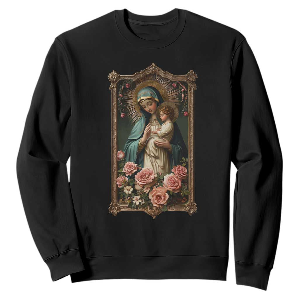 Marian Catholic Ave Maria Sweatshirt Blessed Mother Mary Hail Vintage Aesthetic TS09 Black Print Your Wear
