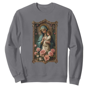 Marian Catholic Ave Maria Sweatshirt Blessed Mother Mary Hail Vintage Aesthetic TS09 Charcoal Print Your Wear