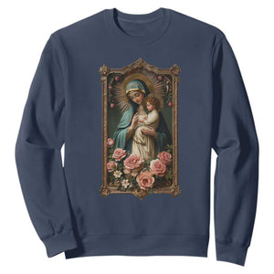 Marian Catholic Ave Maria Sweatshirt Blessed Mother Mary Hail Vintage Aesthetic TS09 Navy Print Your Wear