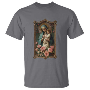 Marian Catholic Ave Maria T Shirt Blessed Mother Mary Hail Vintage Aesthetic TS09 Charcoal Print Your Wear
